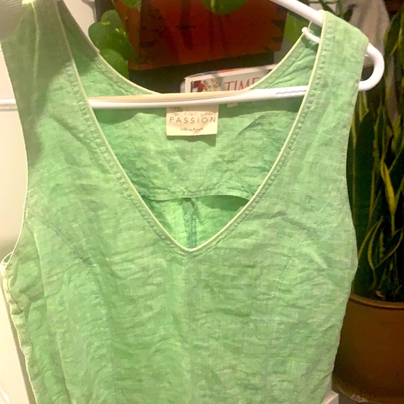 Beautiful green 100% linen summer dress ! - Picture 1 of 3